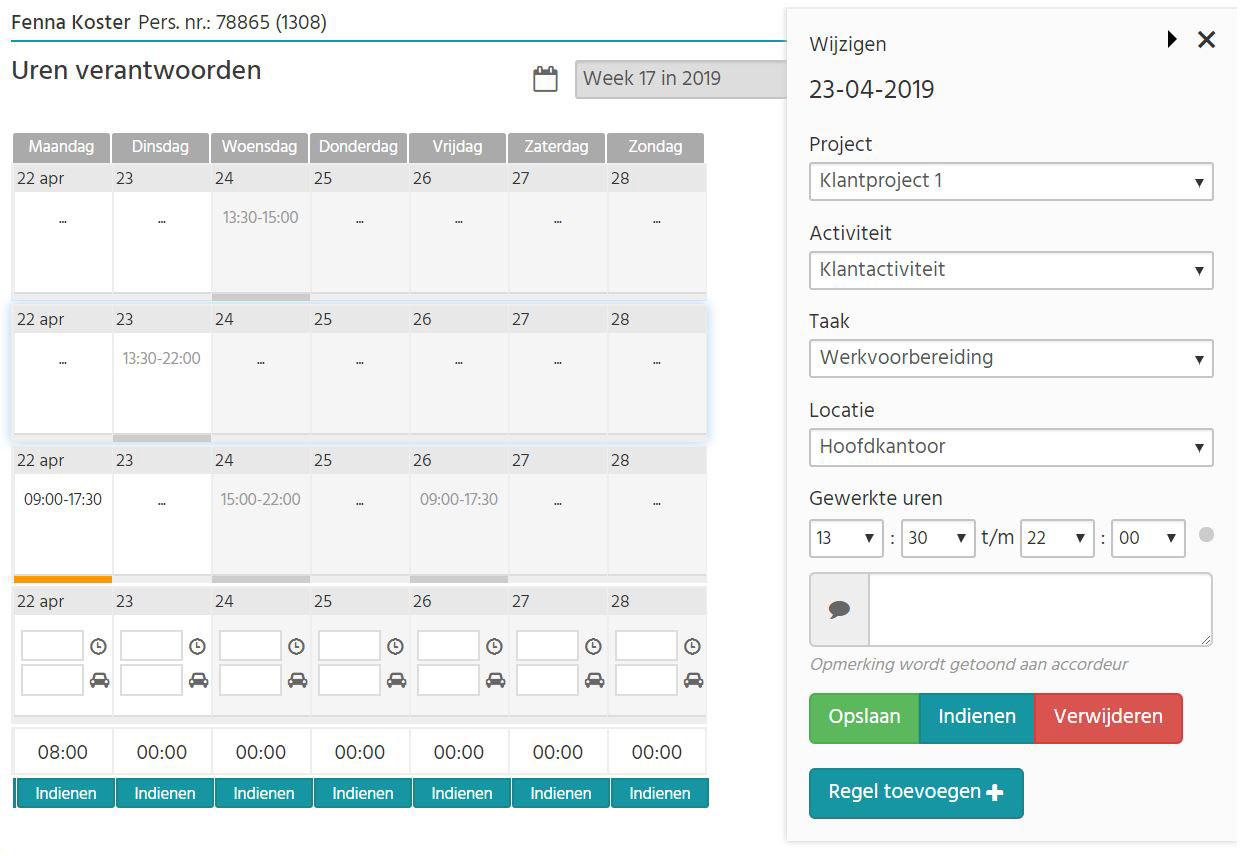 Uren registreren op projecten